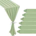 6 Pack 10Ft Sage Green Chiffon Table Runner 29x120 Inches Sheer Fabric Table Runner Romantic Wedding Runner for Thanksgiving Christmas Bridal Shower Decorations（Sage Green） by JALANCY