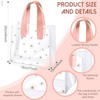 Clysee 24 Pcs Clear Gift Bags Daisy Pattern Transparent PVC Tote,Pink - Image 2