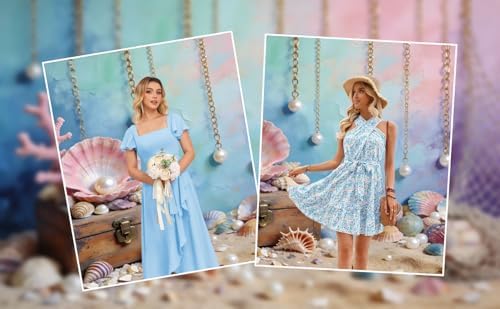 10x6.5ft Under The Sea Theme Backdrop for Photography Mermaid Princess Pink Shells Coral Pearl Ocean Background for Baby Shower Girls 1st 2nd Birthday Summer Party Decor Photo Props - Image 7