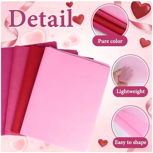500 Sheets Pink Tissue Paper for Gift Bags, Mixed Pink Wrapping Tissue Paper Bulk for Decoration DIY Art Crafts Birthday Wedding Packaging, 14 X 20 Inches - Image 3