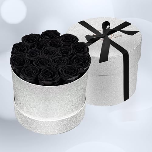 Prifroti 17 Black Flowers in Glitter Box, Birthday Gifts for Women, Preserved Flowers, Mothers Day Roses Gift for Mom - Image 5