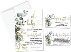 All Ewired Up Personalized Oh Baby Greenery Eucalyptus Shower Invitations and Envelopes, Diaper Raffle Cards, Books for Baby Inserts, Sage in Bloom, Gender Neutral by AllEwiredUp