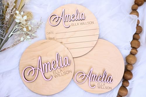 Personalized Birth Announcement, 3D Stat, Footprint & Name Plaque, Newborn Sign for Hospital, Pregnancy Photo Prop, Gender Reveal (Stat + Footprint + Name Sign) - Image 3