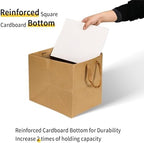 Aosric 12 Pack 12"x12"x12" Brown Square Gift Bags with Tissue Paper - Image 3
