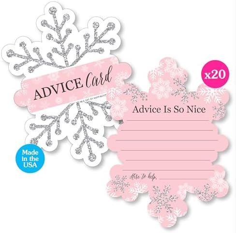 Big Dot of Happiness Pink Winter Wonderland - Wish Card Holiday Snowflake Birthday Party and Baby Shower Activities - Shaped Advice Cards Game - Set of 20 (Pack of 2) - Image 7