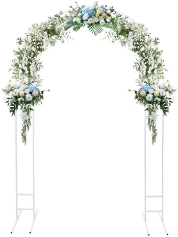 Wedding Arch Backdrop Stand Set, 7.2FT Multi-Functional Metal Arch Backdrop Stand Balloon Arch Frame for Party Wedding Ceremony Baby Shower Birthday Floral Balloon Decration, White by YUYANSHOP