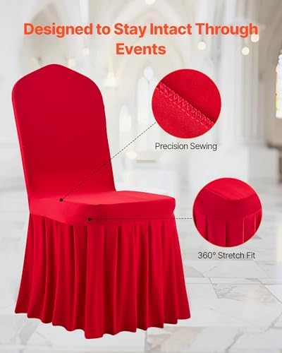 VEVOR Chair Covers, Polyester Spandex Chair Cover, Stretch Slipcovers for Wedding Party Dining Banquet Flat-Front Chair Covers (Red-d, 30PCS) - Image 6