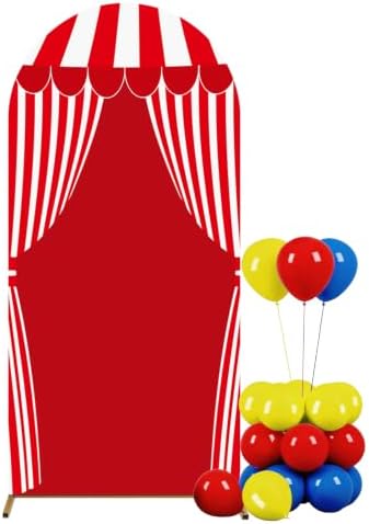 6 FT Carnival Circus Theme Arch Backdrop Cover Circus Tent Red White Stripe by Unknown
