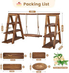 3 Tier Wooden Cupcake Stand with Swing & Flower Decor for Cake Fruit Snack - Image 4