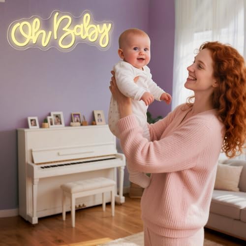 Oh Baby Neon Sign for Wall Decor, USB Powered Light Up Sign for Baby Shower - Image 5