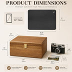Keepsake Box,Large Acacia Wooden Memory Box Jewelry Box and Photo Storage Box for Wedding Baby Shower Decorative Storage Treasure Boxes with Lids(Brown) - Image 4