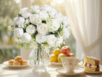 Peonies Artificial Flowers Bouquet, Lifelike Silk Fake Peonies with Stems for Home Table Centerpieces, Wedding, Party & DIY Bridal Floral Arrangements (24, White) - Image 3