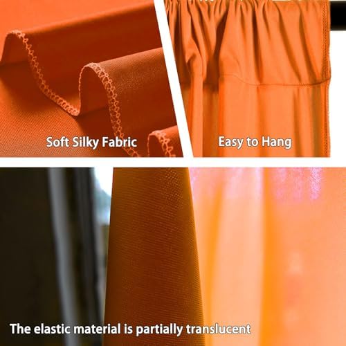 10 x 7 Feet Orange Backdrop Curtain for Partie, Background Curtains for Photoshoot, Birthday, Wedding, Halloween, Thanksgiving, Christmas Day, New Year Party Decorations 5Ft x 7Ft, 2 Panels - Image 3