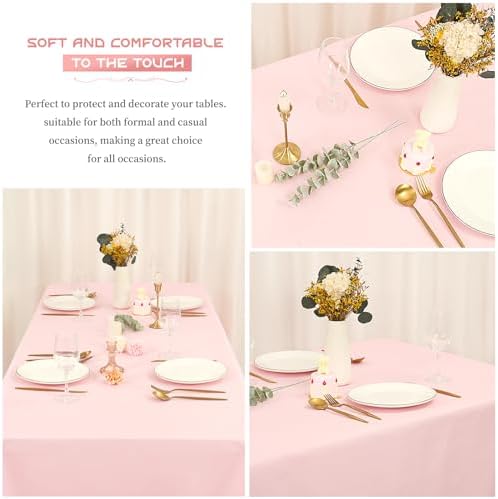 Showgeous 60x102 Inch Pink Rectangle Tablecloth 6 Pack Fit 6FT Table - Image 6