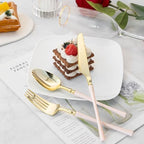 Lullaby 150PCS Heavy Duty Gold Plastic Silverware with Pink Handle - Image 6