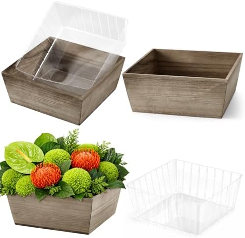 Dandat 2 Set 10 Inch Wooden Flower Box Rustic Table Centerpieces,Brown by Dandat
