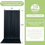 50ftx14FT Wrinkle Free Black Backdrop Curtain for Wedding Parties - Image 2