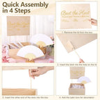 Aodaer White Paper Fan Set 120 Pack Folding Hand Fans with Organza Gift Bags Wooden Storage Box Display Sign and White Ribbon Handheld Fan for Wedding Favors Bridal Shower Party Supplies - Image 4