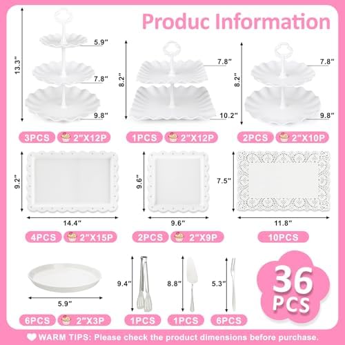 VISCOO 36 Pack Cupcake Stand, Dessert Table Display Set,Tiered Tray Stand - Image 2