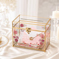 Leinuosen Glass Wedding Card Box with Slot and Lock, Gold Rim by Leinuosen
