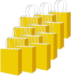 qiqee 100PCS Gift Bag with Handles Bulk Bright Yellow Paper Bags Multiple Uses (8.3"x3"x6"inch Small Size) - Image 2