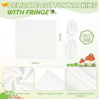 Showgeous 60 Pack White Cloth Napkins with Fringe, 16x16 inch 100% Cotton - Image 2