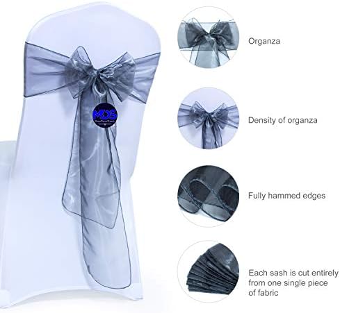 Pack of 100 Organza Chair Sashes for Wedding & Event Décor – Silver Grey - Image 3