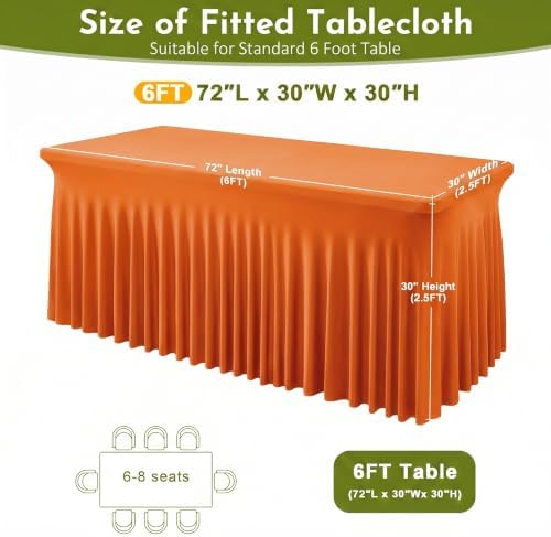 4Pack Spandex Tablecloth for 6FT Rectangle Tables,Table Skirt - Image 3