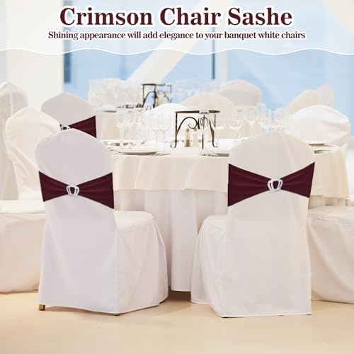 VitalCozy 50 Pcs Stretch Chair Sashes with Crown, Burgundy - Image 5