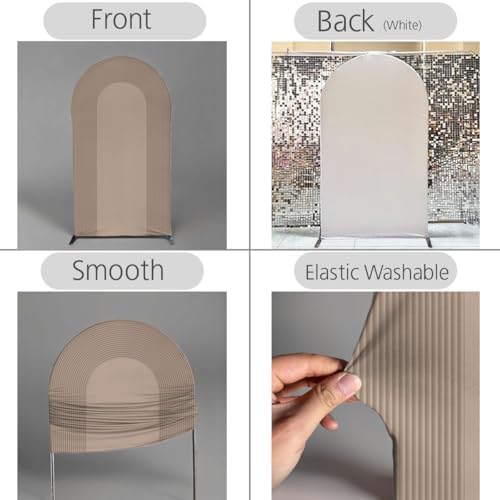 Ripples Arch Backdrop Cover Spandex Background for Baby Birthday Baby Shower Wedding Party Decoration (Brown Ripples,7.2x4ft) - Image 3