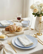 bUCLA 100PCS Light Blue Plastic Plates - Blue Disposable with Gold Rim - Include 50 Each (10 inch Dinner & 7 inch Dessert) Plates, Ideal for Party, Birthday & Spring - Image 3