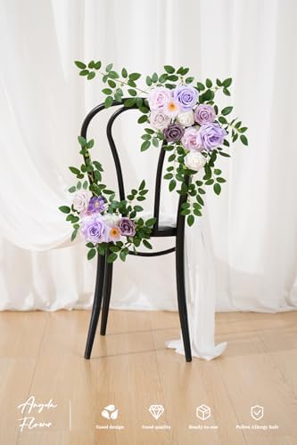 2pcs Purple Deluxe Welcome Sign Artificial Flowers Wedding Backdrop Garland Hanging Floral Arrangements for Ceremony Reception Entryway Board Sweetheart Table - Image 5