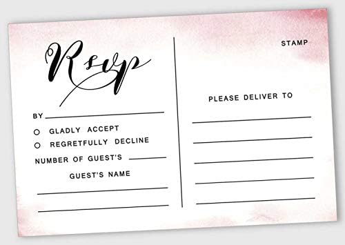 50 Blank RSVP Cards With White Envelopes- Watercolor Splash Style Response Card-RSVP For Wedding-Rehearsal Dinner-Baby Shower-Bridal Shower-Engagement Party Invitations by Inkdotpot