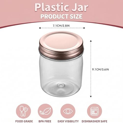 novelinks 8 oz Plastic Mason Jars and Clear Plastic Jars with Lids 8 oz - Image 2