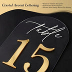 Crystal Clear Acrylic Wedding Table Numbers 1-15 Set, Self-Standing Modern Arched Signs for Reception Seating, Anniversary & Bridal Shower, Elegant Wedding Decor (5x7 Inches) - Image 5