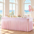 Baby Pink Spandex Tablecloth for 6 Foot Rectangle Tables Fitted Stretch Spandex Table Cover with Skirt 6ft Baby Shower Birthday Party Banquet Ruffle Light Pink Tablecloth Wedding Table Cloths by LittleFunny