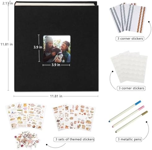 Vienrose Scrapbook Photo Album, 12x12 Inches, 100 Pages, Black - Image 2