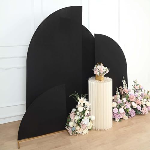 Efavormart Set of 4 Black Spandex Half Moon Arch Covers, Custom Fit Chiara Backdrop Slipcovers 2.5ft-7ft for High-Contrast Modern Galas and Studio Sets - Image 6