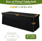 Black Spandex Tablecloth for 8FT Rectangle Tables, Table Skirt - Image 2