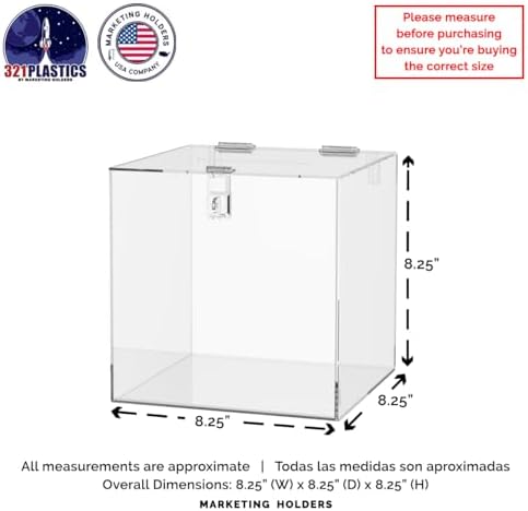 8 Inch Locking Ballot Box Clear Acrylic Square Cube Top Locking See Through Countertop Contests Entry or Donation Collection Bin by Marketing Holders - Image 4