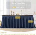 2 Panels Navy Blue Desk Skirt for Teacher Desk 6ft Table Skirts for Rectangle Tables 6ft Spandex Curtain Table Skirt for Classroom Ruffle Fabric Tablecloth for Party Wedding Baby Shower Decorations - Image 7