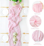 Sioloc 5 Pack Light Pink Cheesecloth Table Runner 120'' x 35'',Spring Easter Decor Soft Gauze Boho Wedding Table Decor for 10ft Table Birthday Party,Baby Shower, Bridal Shower, Home & Event Decor - Image 3