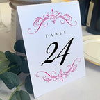 Classic Flourish Table Numbers, Fuschia, 1-100 by DocumentsandDesigns