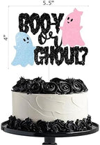 Halloween Baby Shower Decorations - Boo-y or Ghoul Ghost Gender Reveal Banner, Boy or Girl Cake Topper, Cupcake Toppers, Halloween Gender Reveal Decorations - Image 5