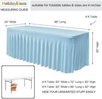 2 Pack Baby Blue Spandex Table Covers 4ft Rectangle Ruffle Skirts for Party - Image 5