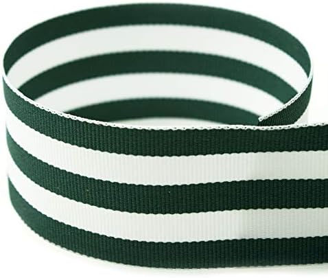 USA | American Made 5/8” Hunter Green & White Taffy Striped Grosgrain Ribbon - 100 Yards by TheRibbonFactory%C2%AE