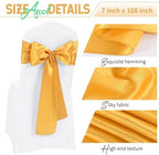 120 PCS Gold Satin Chair Sashes, 7 x 108 Inch - Image 3