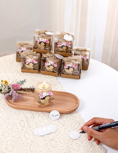 50 Pcs Wooden Tea Candle Holders, Girl Baptism Gift,Baby Birthday Party Favors,Adult Baptism, Gender Reveal Guest Favors with Personalized Tags. (pink-50) - Image 4