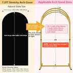 Wedding Arch Backdrop Cover Set of 2 (7.2FT, 6FT) Stretchy Spandex Fitted Balloon Arch Stand Backdrop Cover for Wedding Birthday Party Baby Shower Ceremony Banquet Decoration Black - Image 2