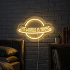 The World Is Yours Neon Sign for Wall Decor, Planet LED Neon Light Lamp, USB Powered for Man Cave Home Bar Club Cafe Wedding Game Room Bedroom Wall Art by GSHIXIN